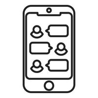 Smartphone chat icon outline vector. Phone using vector