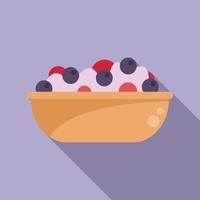 Berry cream fruit icon flat vector. Fresh salad vector