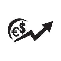 Increase or decrease in dollar or euro currency,icon vector illustration design