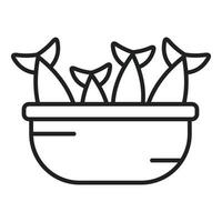 Floating market fish basket icon outline vector. Thai river vector