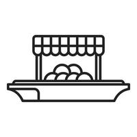 Floating market icon outline vector. River boat vector