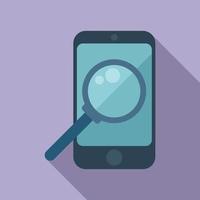 Smartphone file search icon flat vector. Online mobile vector