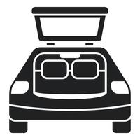 vector simple del icono del maletero del coche de viaje. vehículo abierto