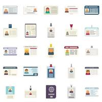 Id card icons set flat vector. Tag name vector