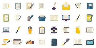 Writing icons set flat vector. Letter write vector