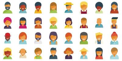 Smiling people icons set flat vector. People avatar vector