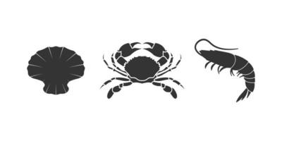 set of seafood symbol,shrimp,shelfish,crab vector