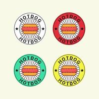 hotdog fastfood logo etiqueta forma redonda vector