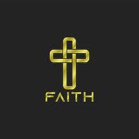 logotipo de cristo de la iglesia de fe con símbolo de cruz minimalista vector