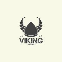 logotipo de la marca vikinga con símbolo de casco vikingo vector