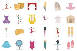 Ballet icons set, flat style vector