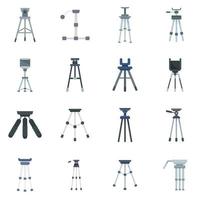 Tripod icons set, flat style vector