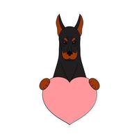 Cute cartoon dog holding his heart in his paws. Valentine's Day greeting card with space for text. Design for invitation, card, flyer, brochure, banner. Little pets in love. A declaration of love vector