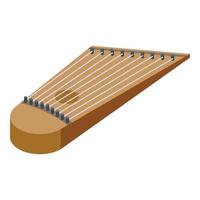 vector isométrico del icono de kantele acústico. arpa de guitarra