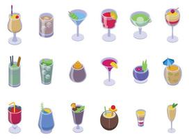 Alcoholic cocktail icons set isometric vector. Food drink vector