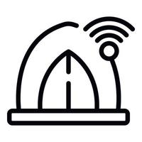 vector de contorno de icono de tienda wifi. reducción de trabajo en línea