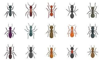 Ant icons set, flat style vector