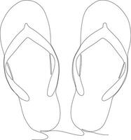 continuous line art drawing of flip flops black white vector