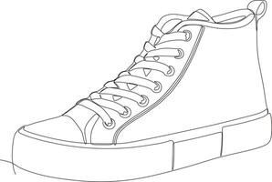 continuous line art drawing of shoes in black and white vector