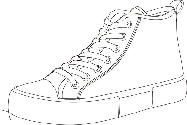 continuous line art drawing of shoes in black and white 16818756