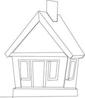 continuous line art drawing of black and white minimalist house vector