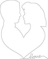 continuous line art black and white love symbol drawing vector