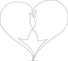 continuous line art black and white love symbol drawing vector
