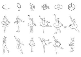 Ballet icons set vector outline