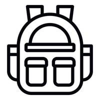 vector de contorno de icono de mochila escolar. aprender en línea