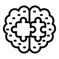 Puzzle brain icon outline vector. Online learn vector