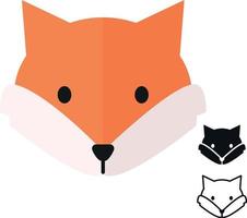 iconos simples de cabeza de zorro. conjunto de iconos de colores y monocromos. animales diseño plano sencillo. arte vectorial vector