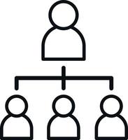 Hierarchical structure icon. Vertical connection. Working team. Simple flat design. Vector art