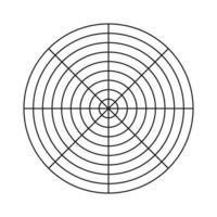 Wheel of life template. Simple coaching tool for visualizing all areas of life. Polar grid of 8 segments and 8 concentric circles. Blank polar graph paper. Circle diagram of life style balance. vector