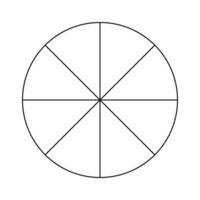 Divide circle, round 8 section. Black segment element. Black thin contour graphics. vector