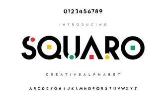 Squaro abstract minimal modern alphabet fonts. Typography technology vector illustration