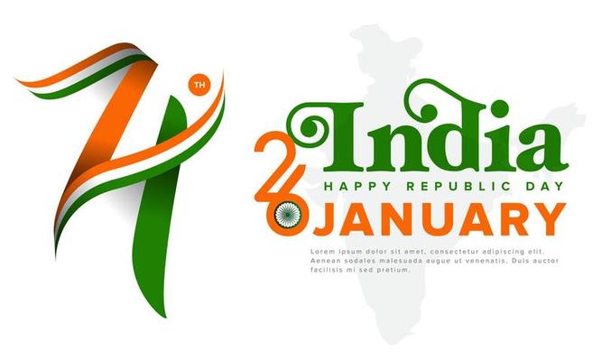 74 th India Republic day flag number vector for greeting card, background, poster, book cover, banner, post design.