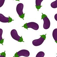 Seamless pattern with eggplant on a white background. Pattern for kitchen textiles with vegetables vector