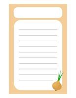 Note of cute vegetable label  illustration. Memo, paper. Vector drawing. writing paper.