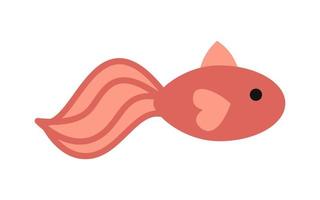 Vector goldfish in flat design. Marine red fish. Marine life.