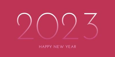 Vector 2023 new year banner. Viva Magenta 18-1750 color of the year 2023. Viva magenta trendy background and gradient numbers. Happy new year text.