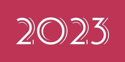 banner de año nuevo vectorial 2023. viva magenta 18-1750 color del año 2023. fondo de moda viva magenta y texto 2023 en color blanco. vector