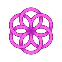 Vector logo symbol of overlapping rings flower vector design. Abstract geometric circle floral art.