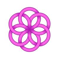 Vector logo symbol of overlapping rings flower vector design. Abstract geometric circle floral art.