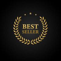 Best Seller Gold sign with laurel. Vector illustration.