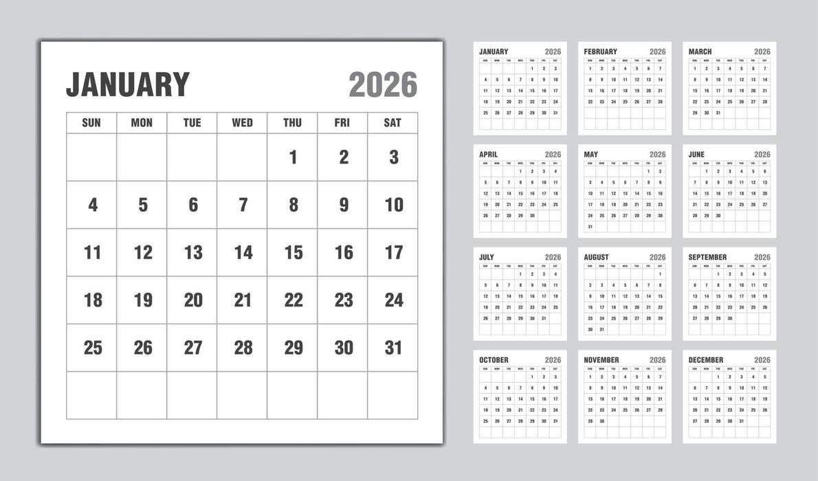 Calendar 2026 Vector Art Icons and Graphics for Free Download