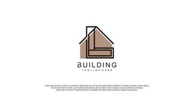 Simple building logo with initial L design icon vector illustration