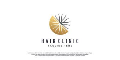 Hair clinic logo with creative design premium vector