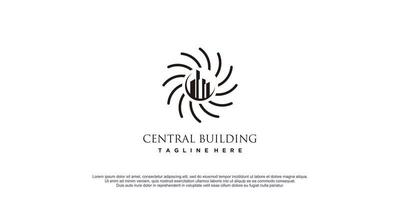 ilustración de icono de vector de diseño de logotipo de edificio central