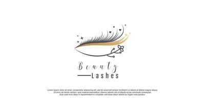 Beauty lashes logo with leaf element design vector icon illustration