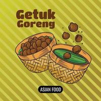 hand drawn realistic illustration with asian food theme. fried getuk vector design